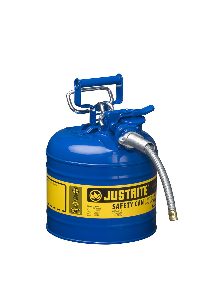 Justrite 2 Gallon Blue AccuFlow Galvanized Steel Type JTR7220320 for sale online at autumn supply