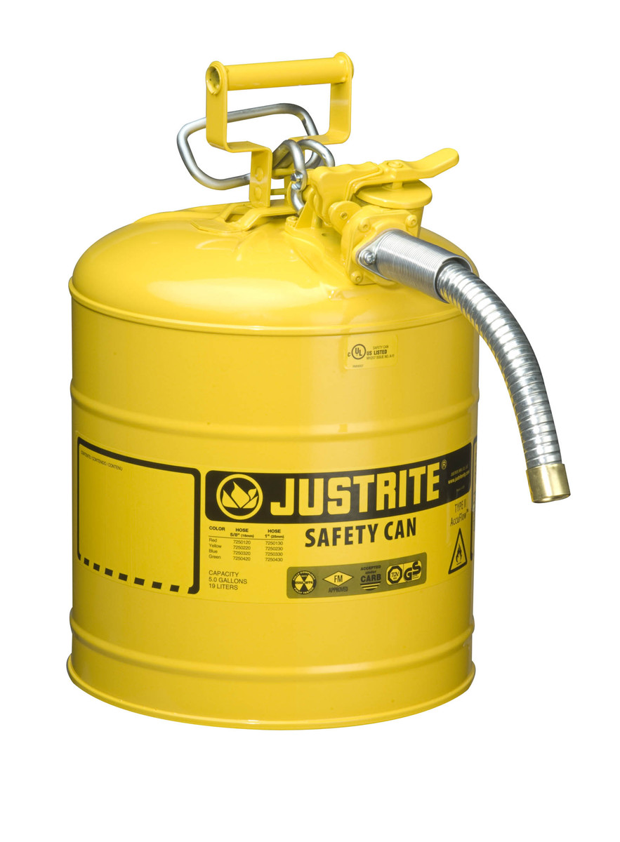 Justrite 5 Gallon Yellow AccuFlow Galvanized Steel Ty JTR7250230 for sale online at autumn supply