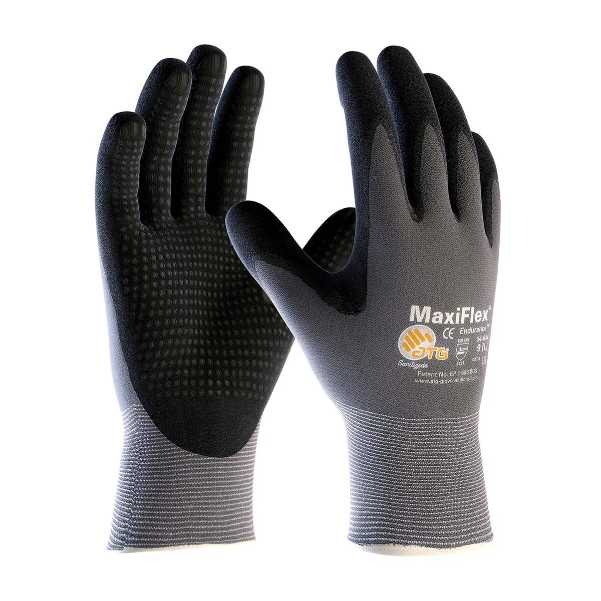 PIP® X-Large MaxiFlex® Endurance by ATG® Black Nitrile Palm And Finger Coated Work Gloves With Nylon And Lycra® Liner And Contin