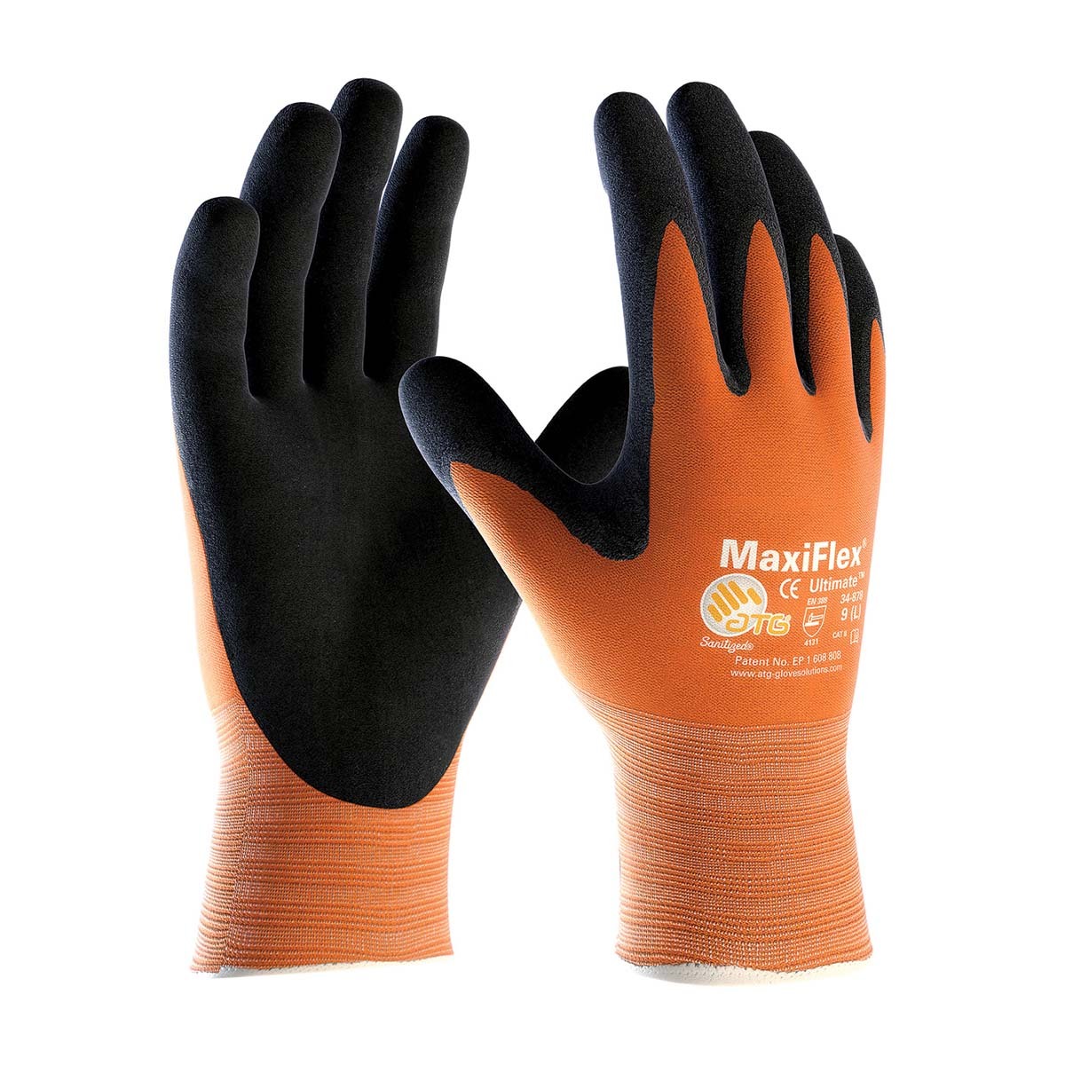 PIP® Large MaxiFlex® Ultimate by ATG® Black Nitrile Palm And Finger Coated Work Gloves With Nylon Liner And Continuous Knit Wris