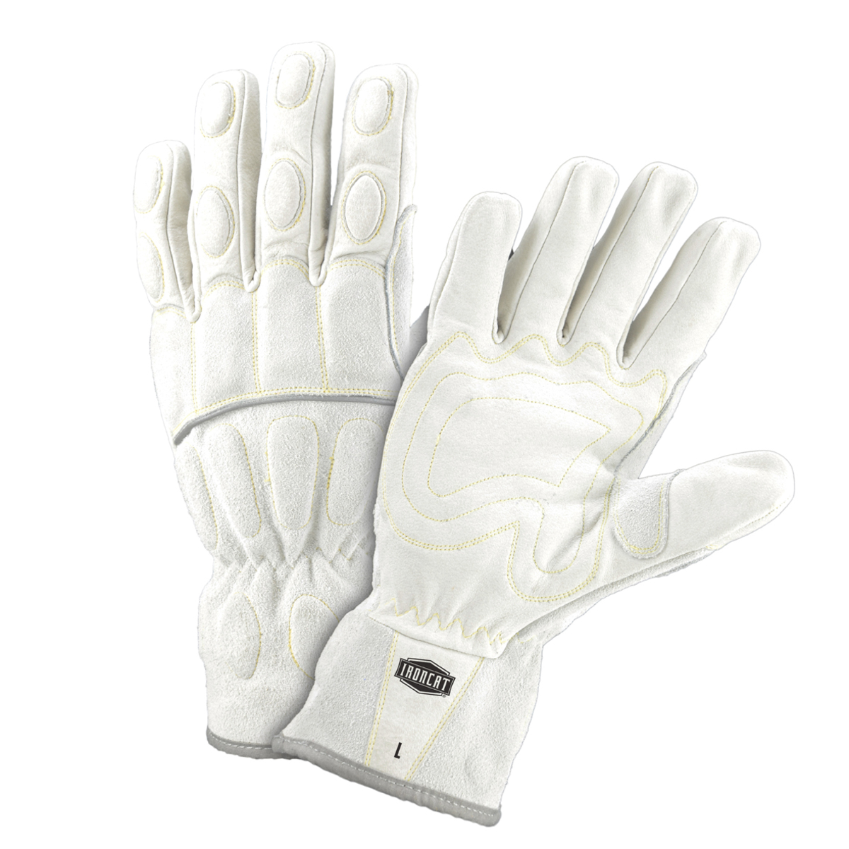 PIP® Small White Ironcat® Kevlar® And Buffalo Full Finger Mechanics Gloves With Elastic Cuff