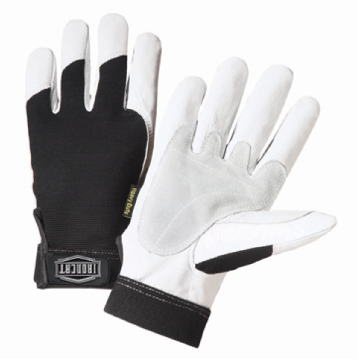PIP® Large Black Ironcat® Goatskin Full Finger Mechanics Gloves With Hook And Loop Cuff