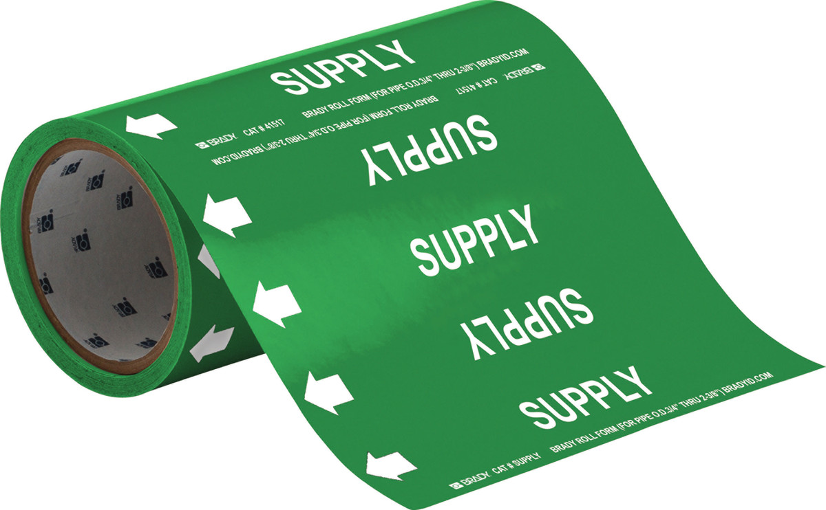 Brady 30 X 8 WhiteGreen Vinyl Pipe Marker SUPPLY BRD41517 for sale online at autumn supply