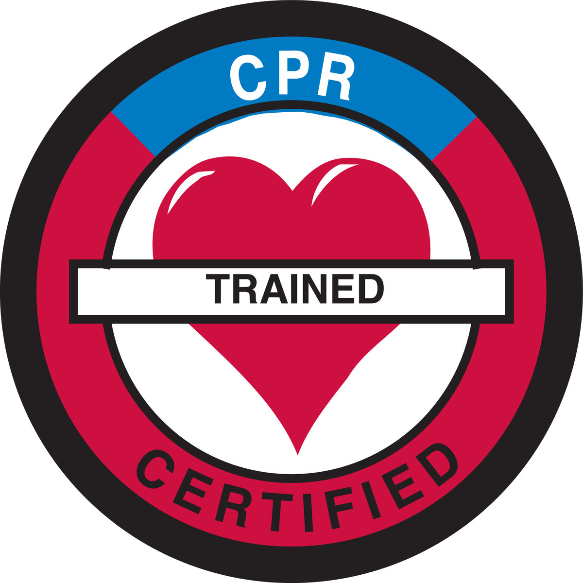 Brady 2 BlackBlueRedWhite Vinyl Label CPR TRAINED CER BRD42294 for sale online at autumn supply