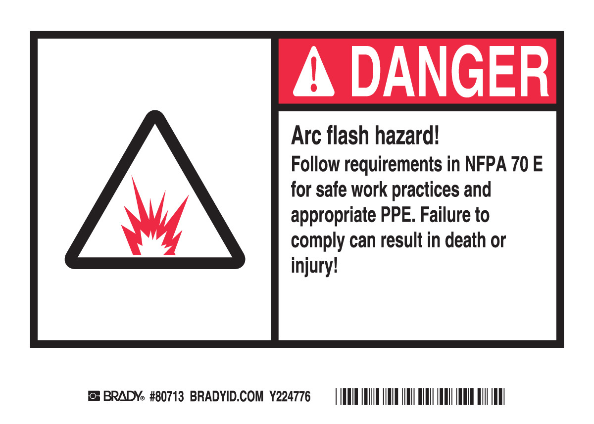 Brady 5 X 7 BlackRedWhite Polyester Label ARC FLASH H BRD80713 for sale online at autumn supply