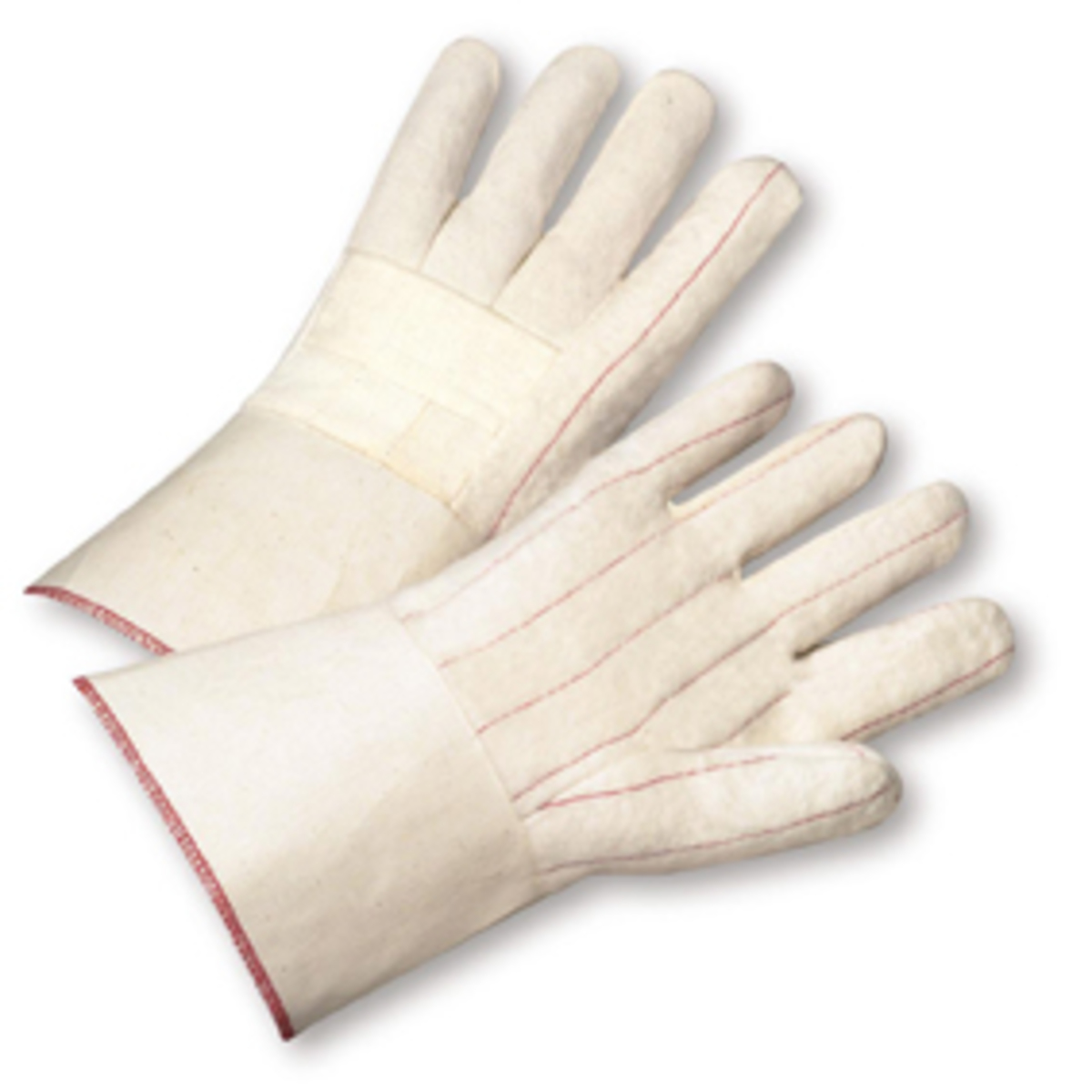PIP® Large Natural Regular Weight Cotton Hot Mill Gloves With Gauntlet Cuff