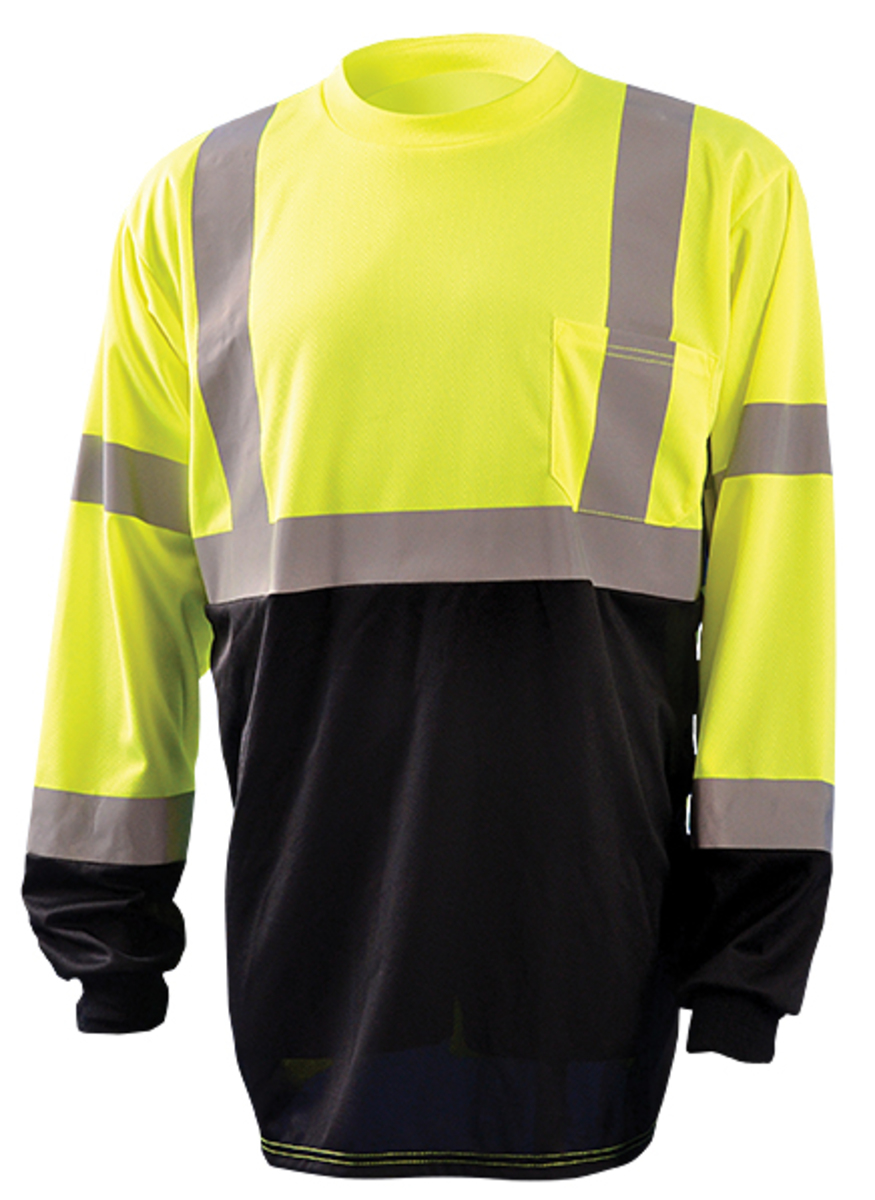 OccuNomix HiViz Yellow Polyester Black Bottom TShirt OCCLSETPBK-Y5X for sale online at autumn supply