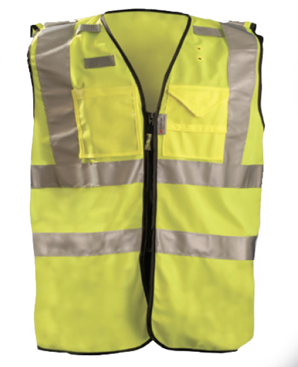 OccuNomix HiViz Yellow Polyester Dual Stripe Vest OCCSSFULLZ-Y5X for sale online at autumn supply