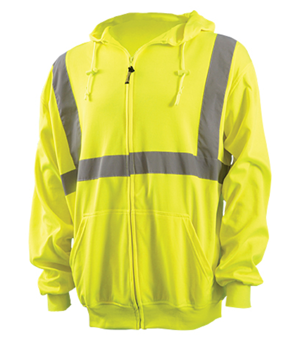 OccuNomix HiViz Yellow Fleece Polyester Zip Sweatshirt OCCSWTLHZ-YL for sale online at autumn supply