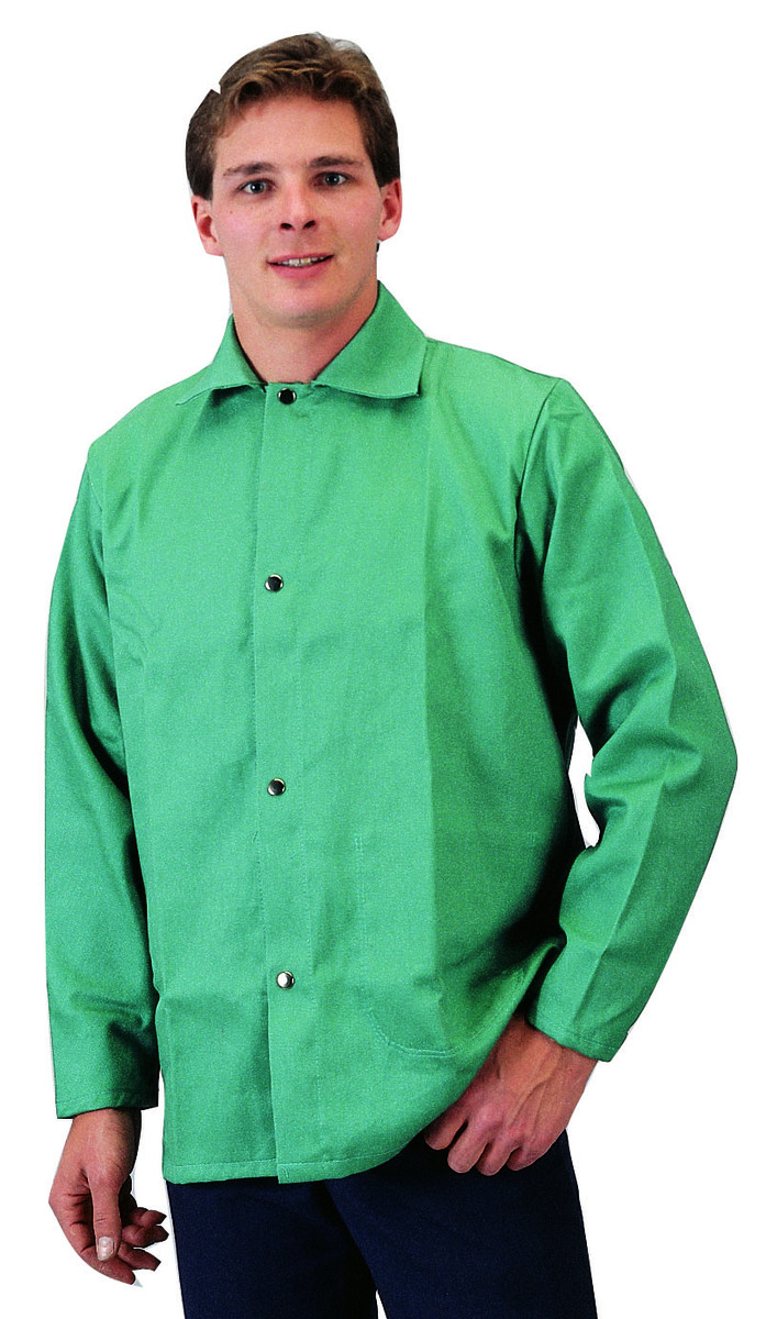 Tillman® Small Green Cotton Indura® Westex® Whipcord Jacket With Snap Front Closure