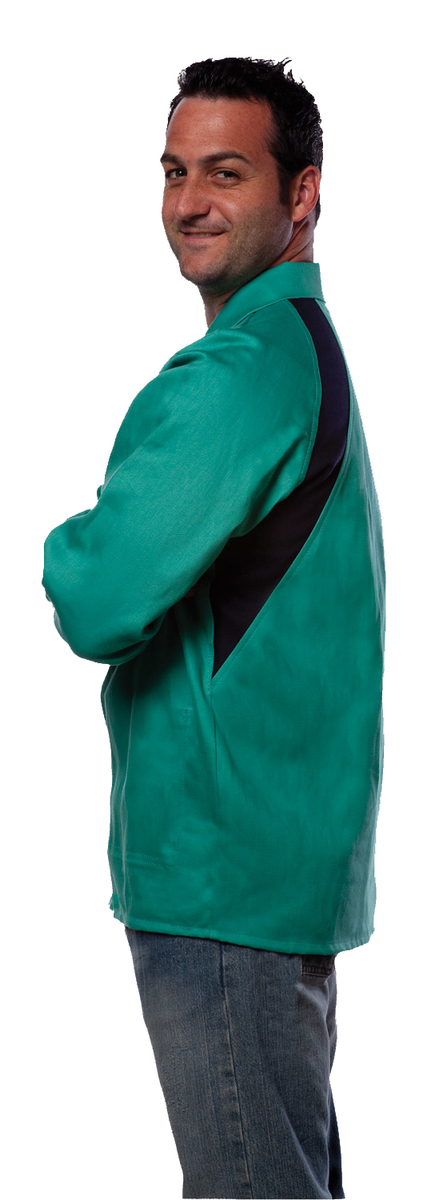 Tillman® Large Green Cotton Westex® FR-7A® FREEDOMFLEX™ Flame Resistant Jacket With Snap Front Closure