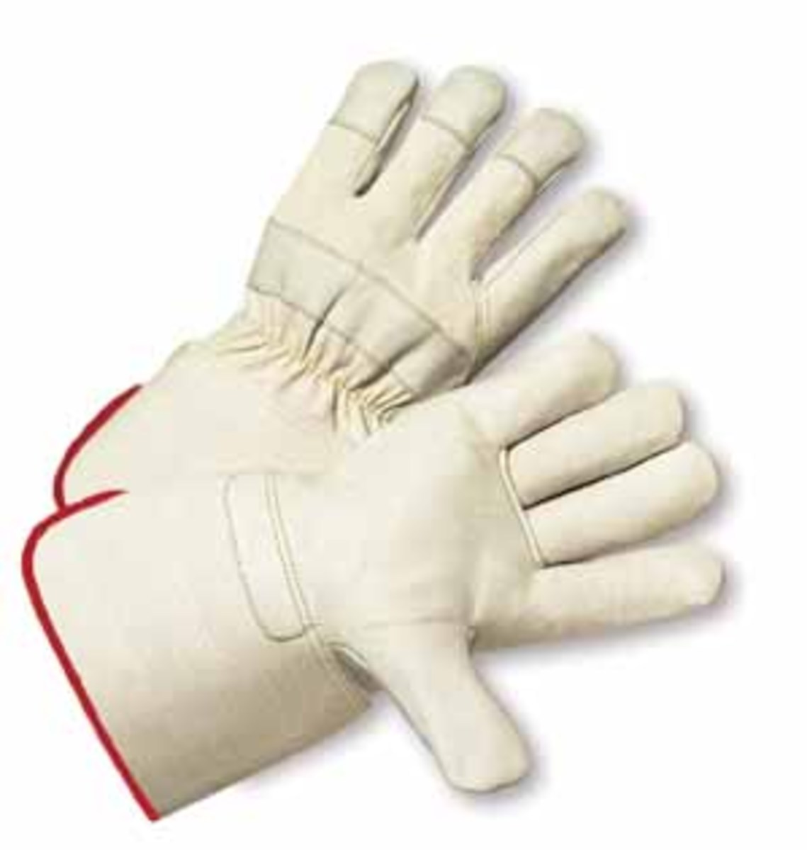 PIP® Medium Select Split Leather Palm Gloves With Canvas Back And Rubberized Gauntlet Cuff