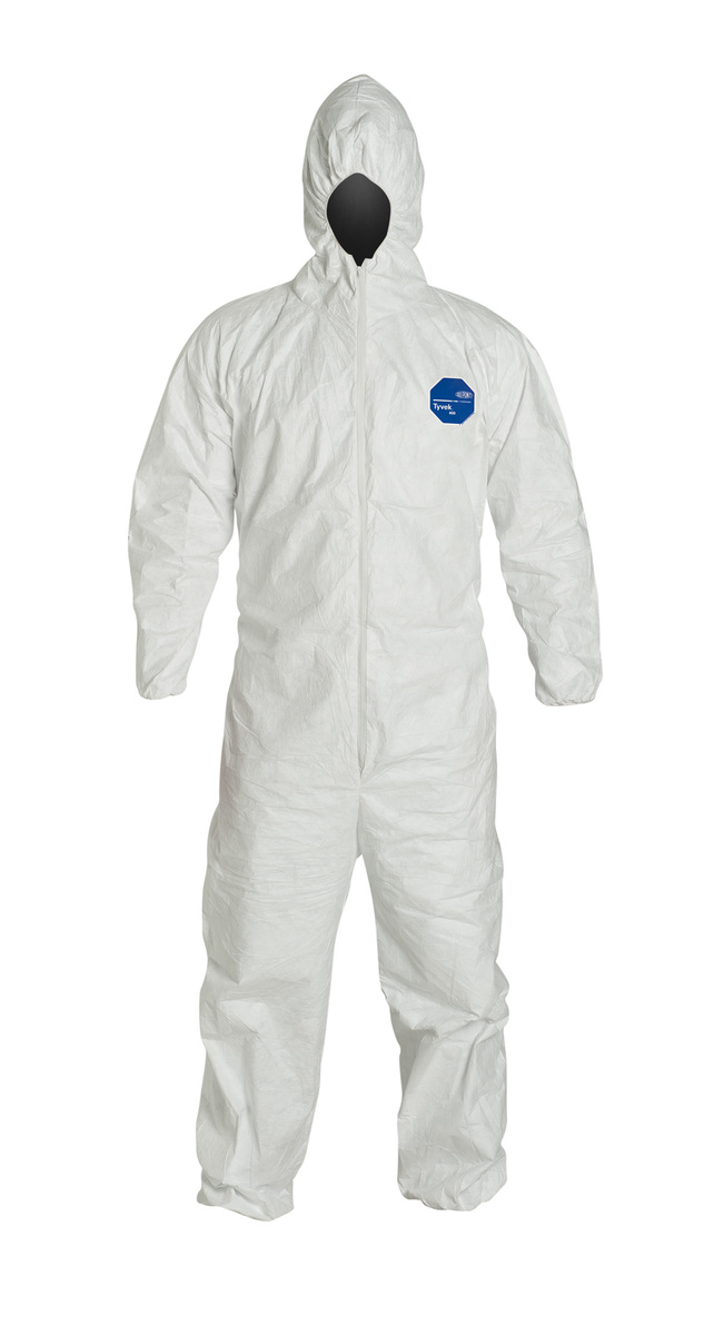 DuPont™ X-Large White Tyvek® 400 5.9 mil Disposable Coveralls With Attached Hood, Elastic Wrist And Ankles (Availability restric