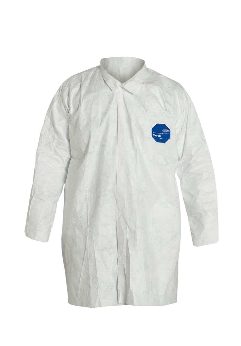 DuPont XLarge White Tyvek 400 Disposable Lab Coat DPPTY210SWHXL00 for sale online at autumn supply