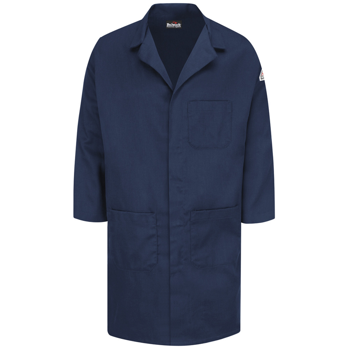 Bulwark® X-Small Regular Navy Blue Cotton/Nylon Flame Resistant Lab Coat With Snap Front Closure