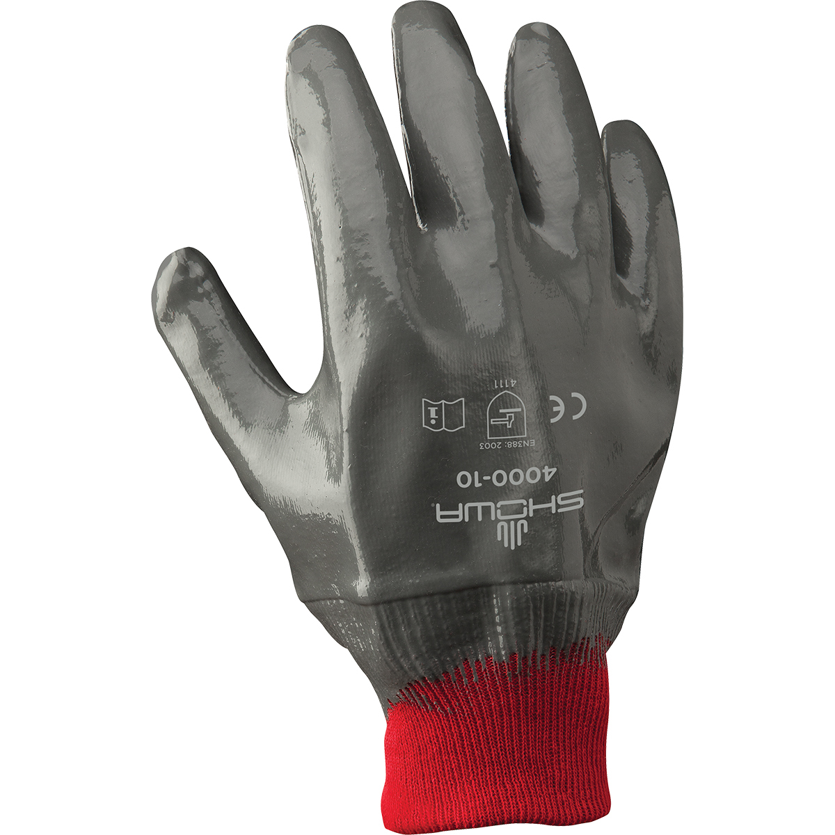 SHOWA® Light Weight Nitrile Full Hand Coated Work Gloves With Cotton Liner And Knit Wrist