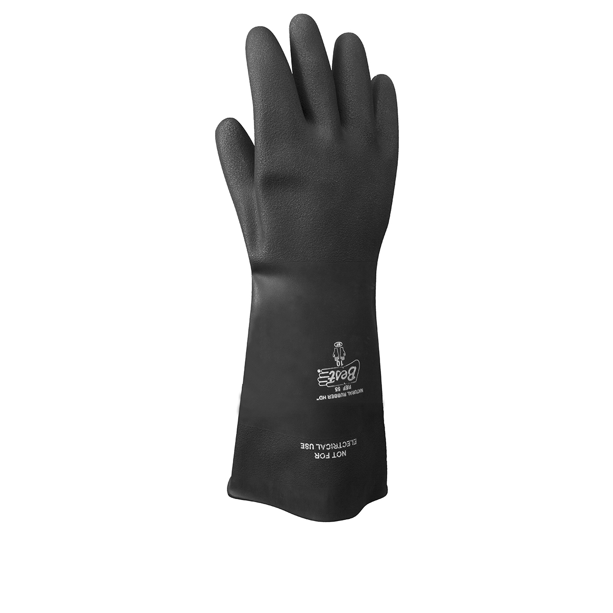 SHOWA® Size 10 Black 40 mil Latex And Rubber Chemical Resistant Gloves