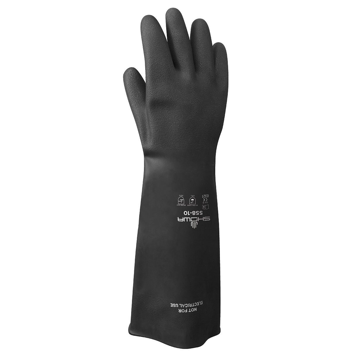 SHOWA® Size 11 Black 40 mil Latex And Rubber Chemical Resistant Gloves