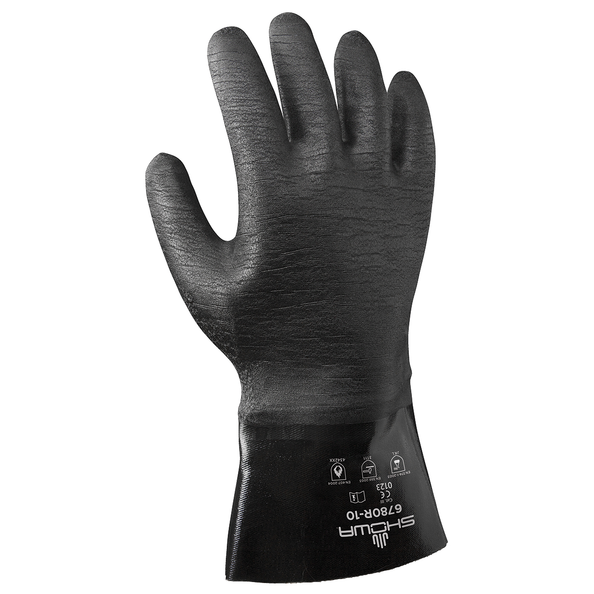 SHOWA® Size 10 Black Cotton Lined Neoprene Chemical Resistant Gloves