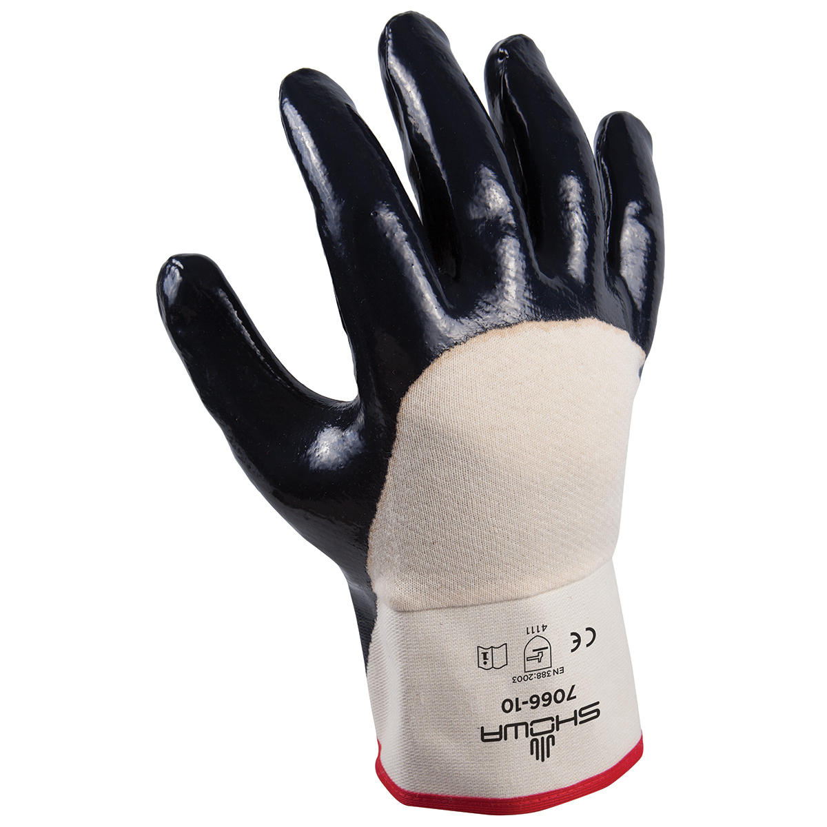 SHOWA® Heavy Duty Nitrile Palm Coated Work Gloves With Cotton Liner And Safety Cuff