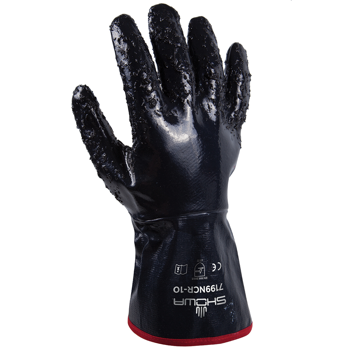 SHOWA® Size 10 Heavy Duty Nitrile Full Hand Coated Work Gloves With Cotton Liner And Gauntlet Cuff