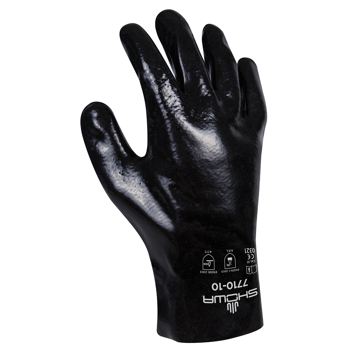 SHOWA® Size 10 Black Cotton Lined PVC Chemical Resistant Gloves