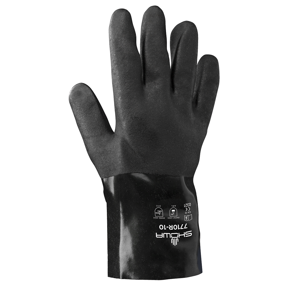 SHOWA® Size 10 Black Cotton Lined PVC Chemical Resistant Gloves