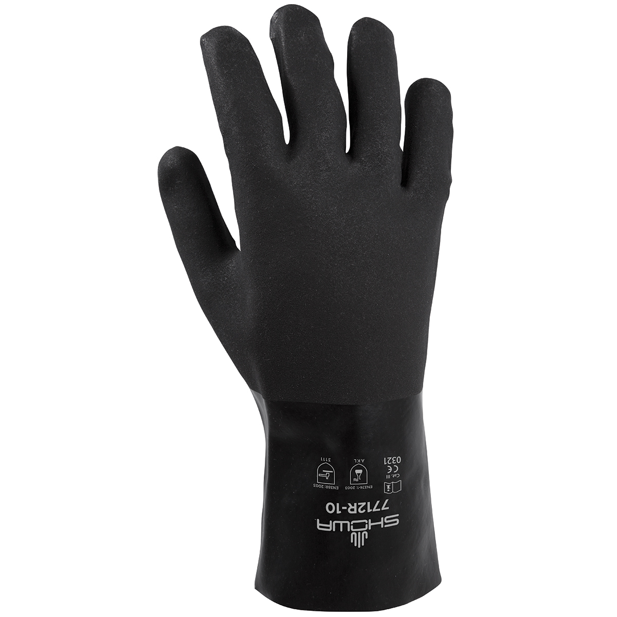 SHOWA® Size 10 Black Cotton Lined PVC Chemical Resistant Gloves