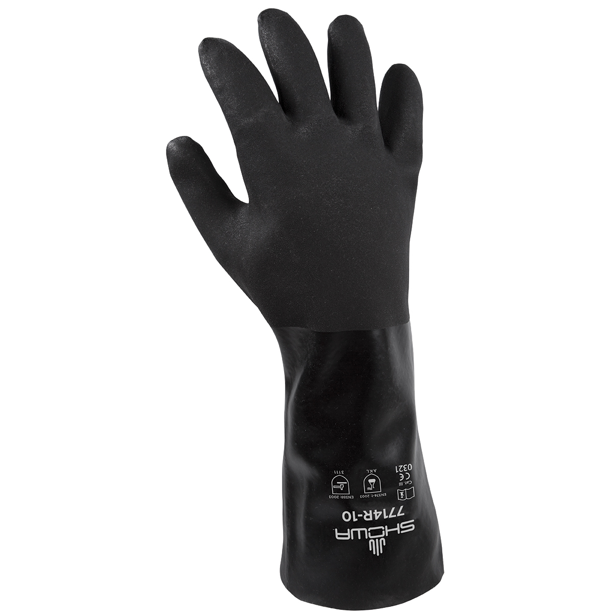 SHOWA® Size 10 Black Cotton Lined PVC Chemical Resistant Gloves