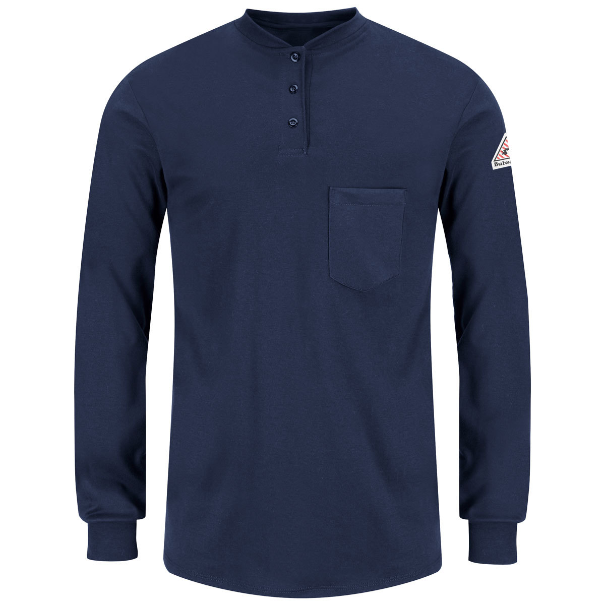 Bulwark® Medium Regular Navy Blue EXCEL FR® Interlock FR Cotton Flame Resistant Henley Shirt With Button Front Closure