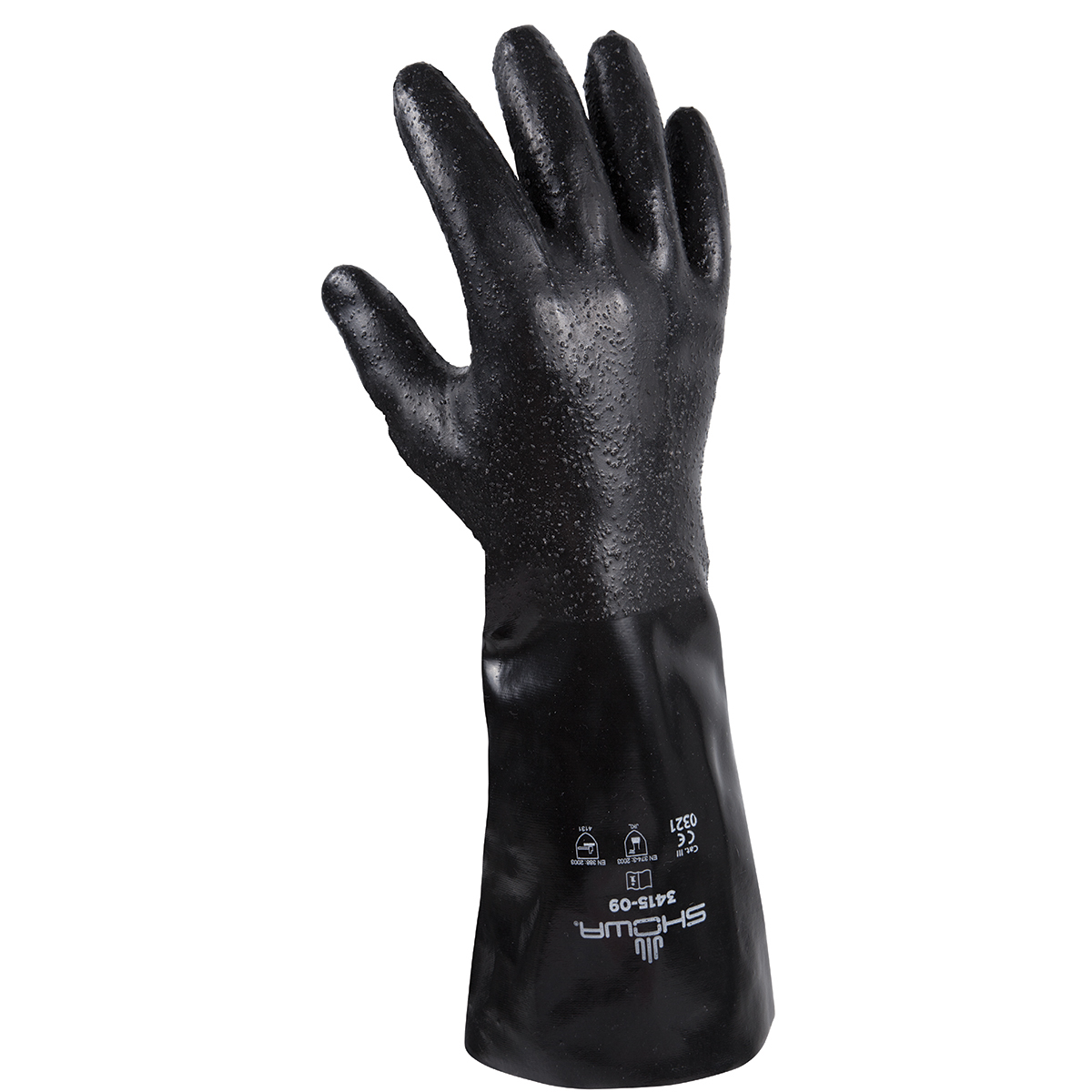 SHOWA® Black 15 Gauge Seamless Knit Lined Neoprene Chemical Resistant Gloves