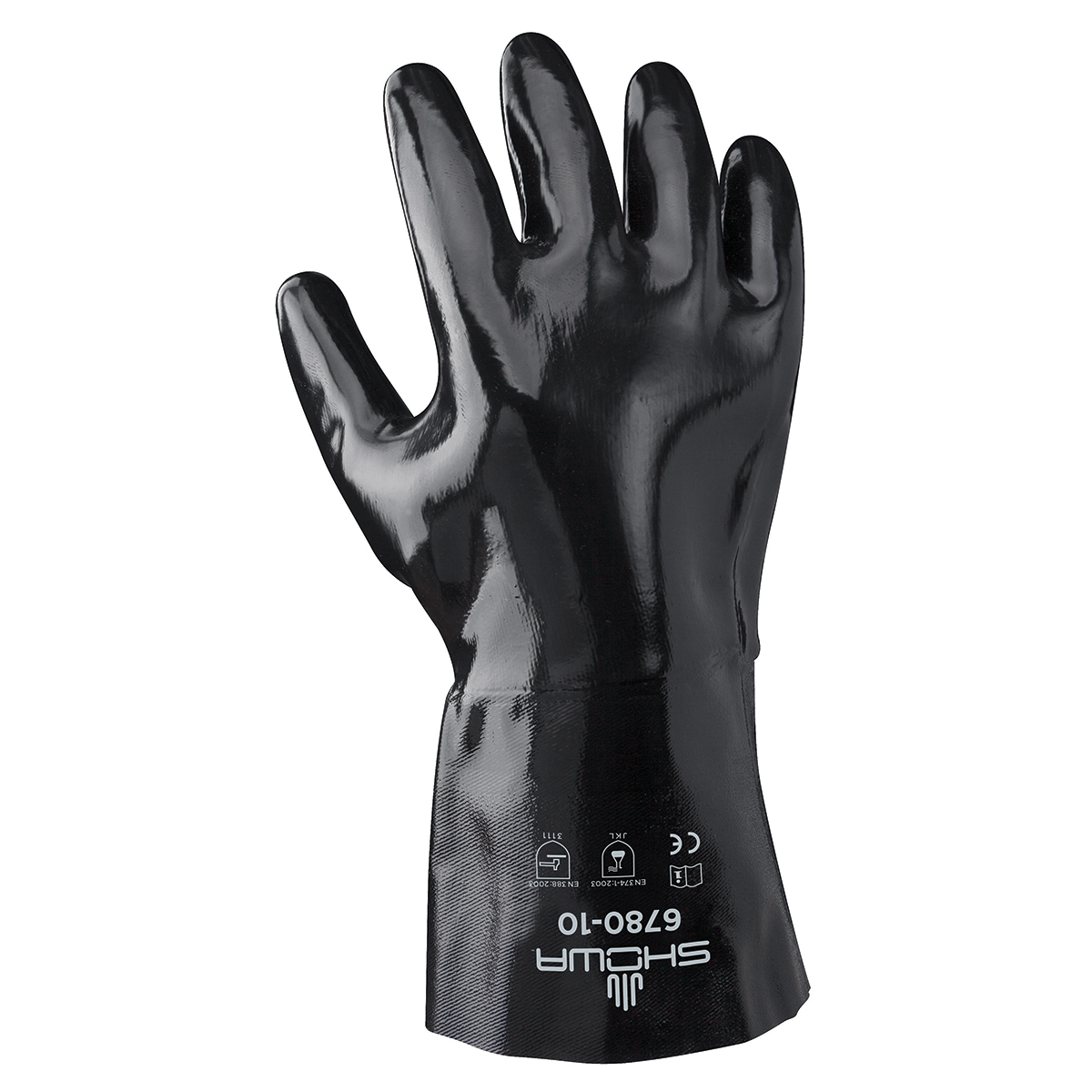 SHOWA® Size 10 Black Cotton Lined Neoprene Chemical Resistant Gloves