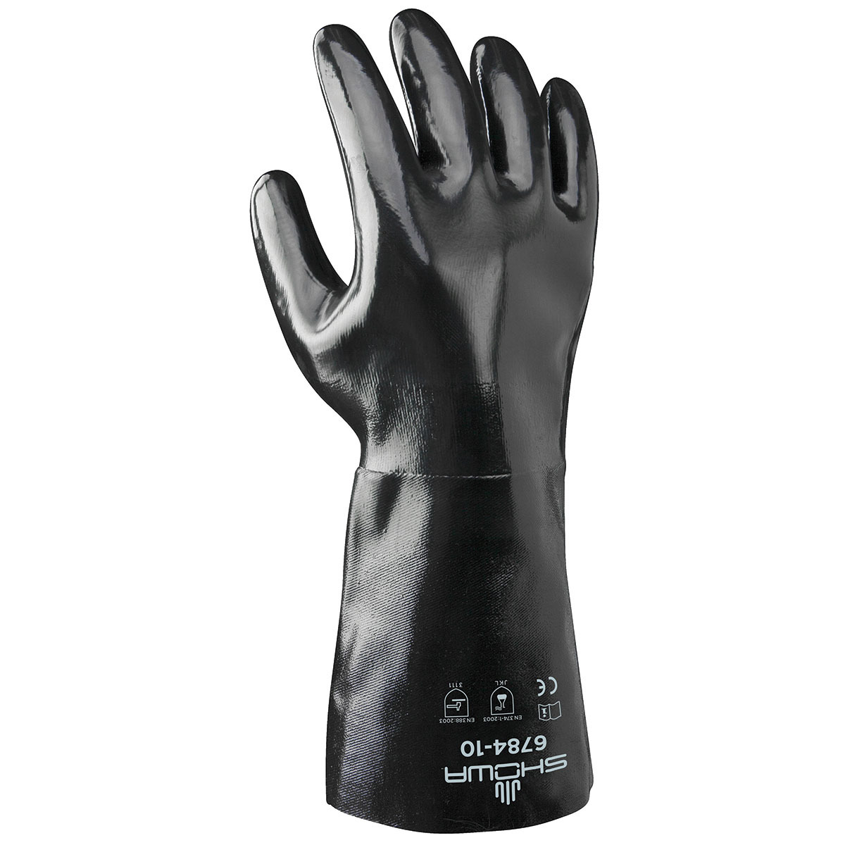 SHOWA® Size 10 Black Cotton Lined Neoprene Chemical Resistant Gloves
