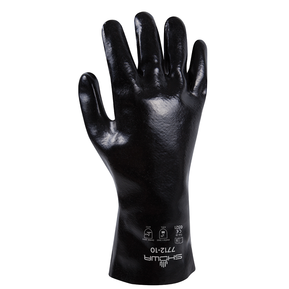 SHOWA® Size 10 Black Cotton Lined PVC Chemical Resistant Gloves