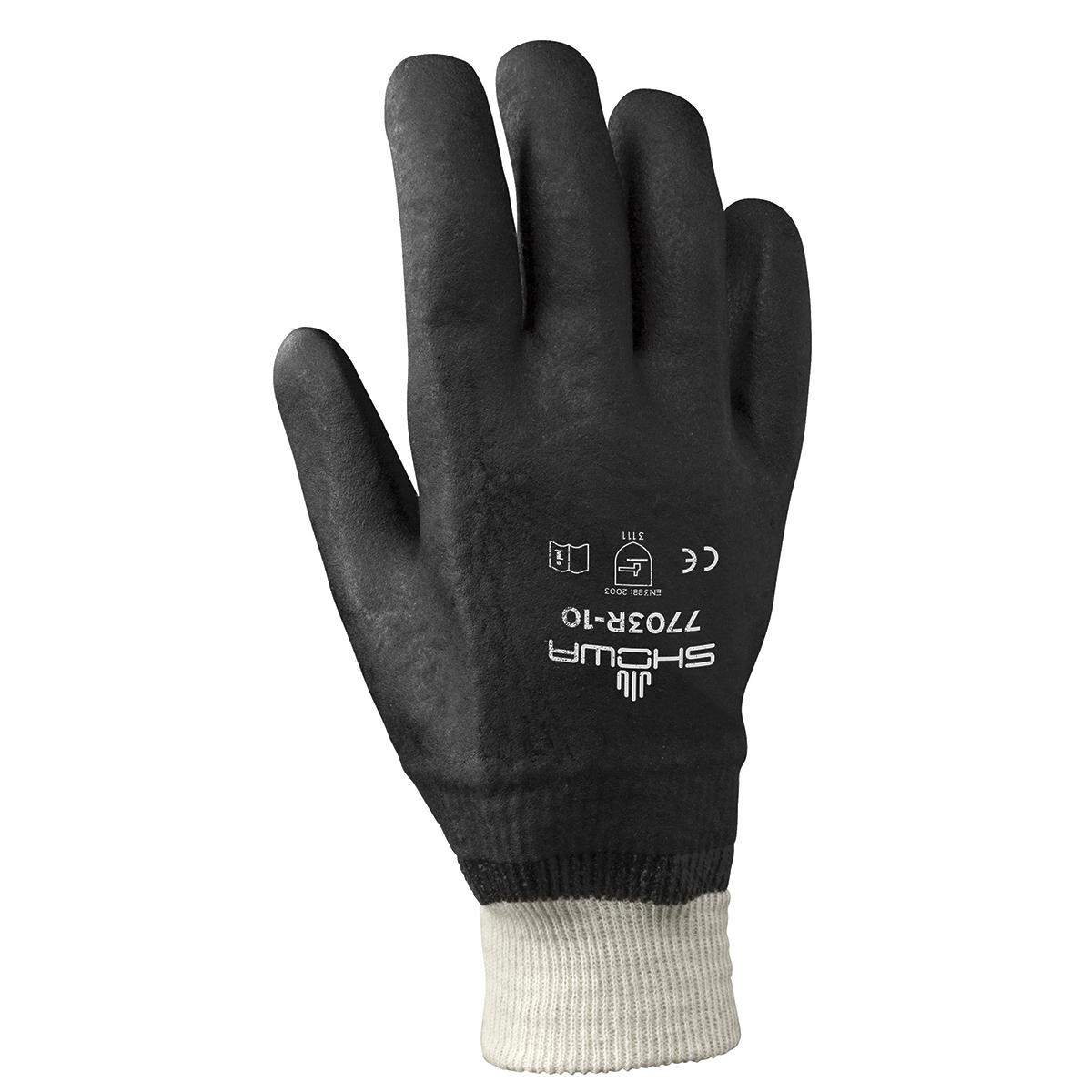 SHOWA® Size 10 Black Cotton Lined PVC Chemical Resistant Gloves SHOWA® Size 10 Black Cotton Lined PVC Chemical Resistant Gloves