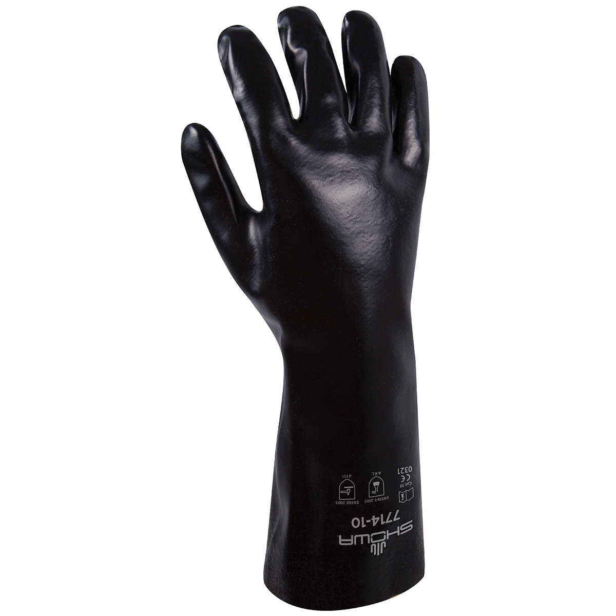 SHOWA® Size 10 Black Cotton Lined PVC Chemical Resistant Gloves