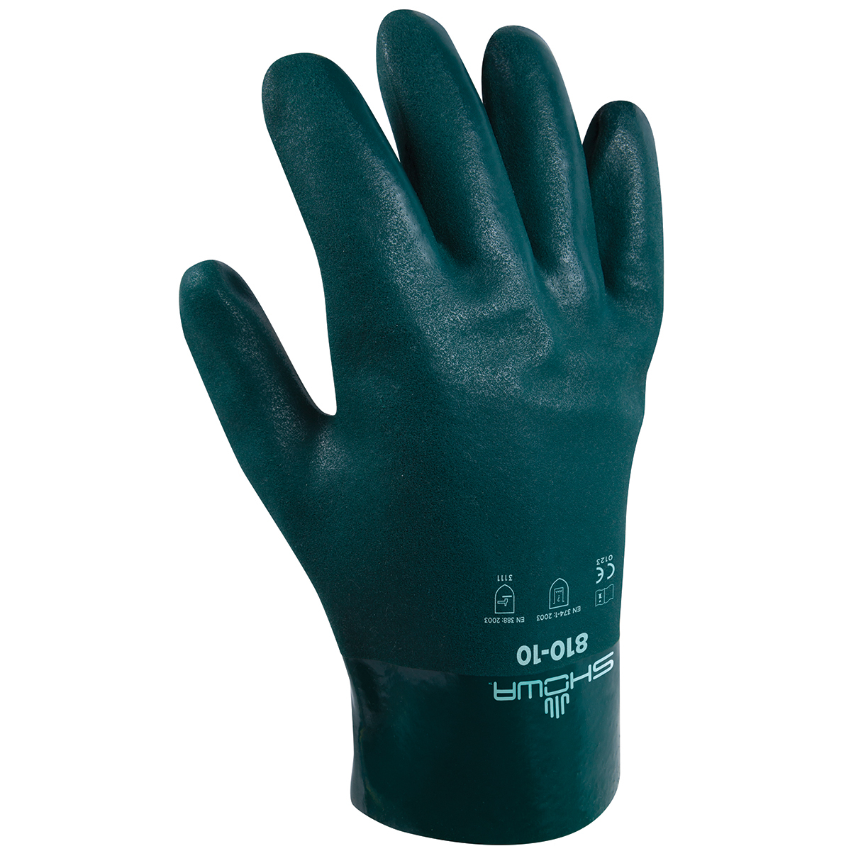 SHOWA® Size 10 Green Cotton Lined PVC Chemical Resistant Gloves SHOWA® Size 10 Green Cotton Lined PVC Chemical Resistant Gloves