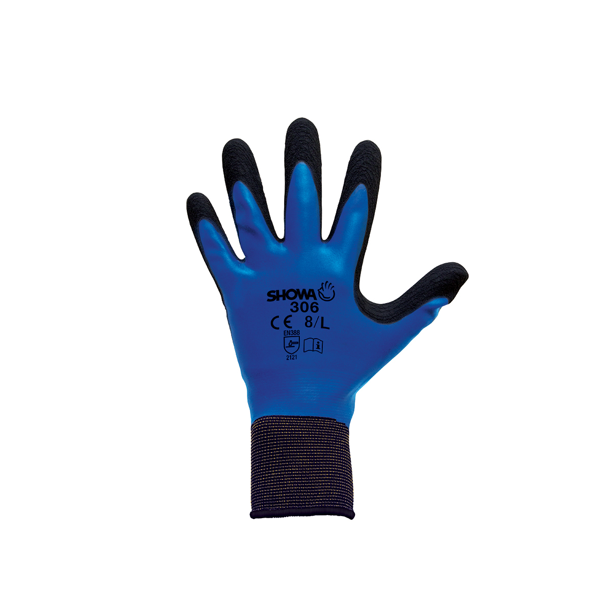 SHOWA® Size 10 13 Gauge Natural Rubber Full Hand Coated Work Gloves With Cotton And Polyester Liner And Knit Wrist