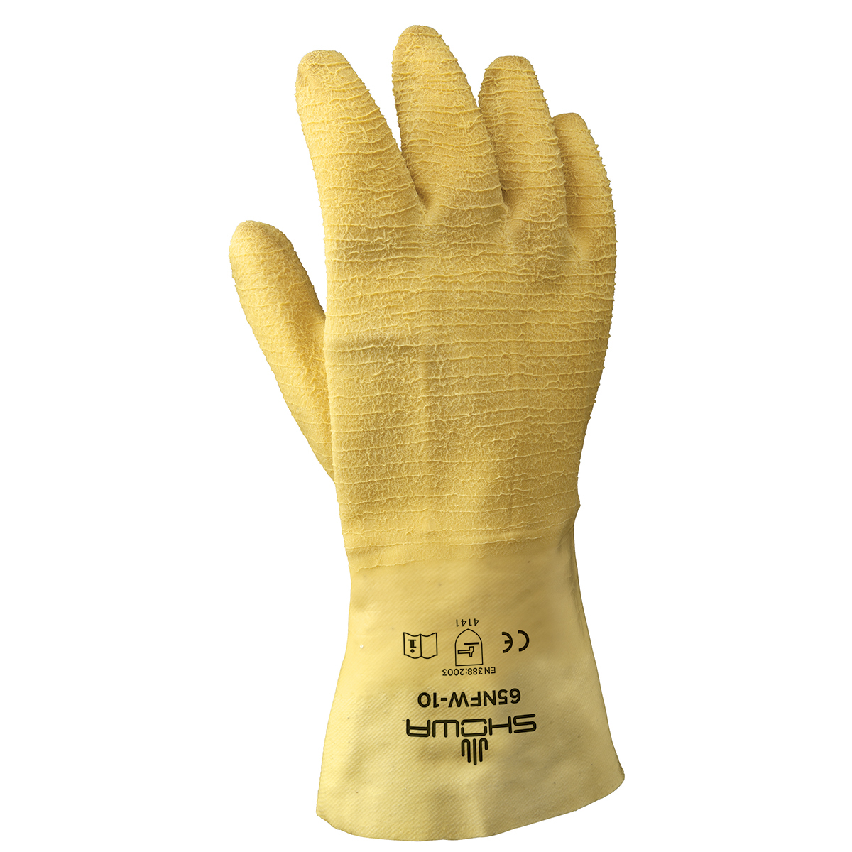 SHOWA® Size 10 Heavy Duty Natural Rubber Full Hand Coated Work Gloves With Cotton Liner And Gauntlet Cuff