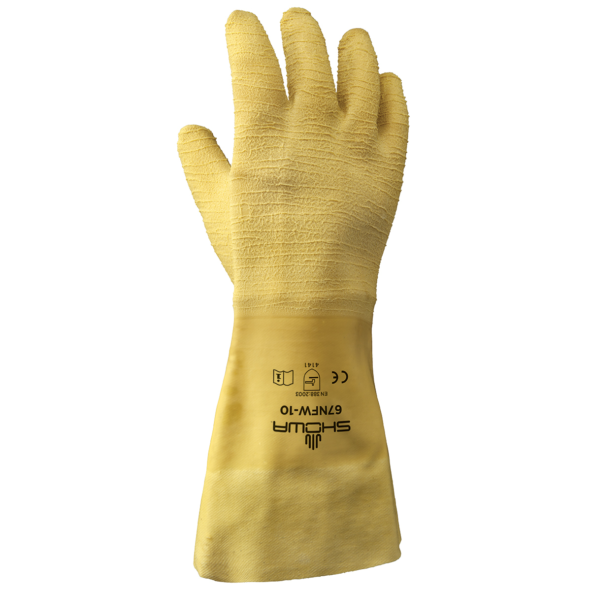 SHOWA® Size 10 Heavy Duty Natural Rubber Full Hand Coated Work Gloves With Cotton Liner And Gauntlet Cuff