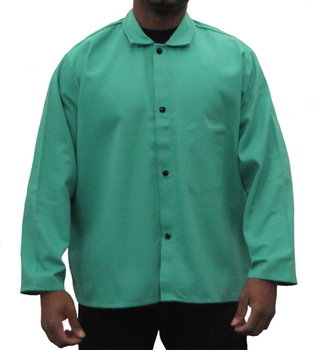 Stanco Safety Products™ Size 6X Green Cotton Flame Resistant Welding Jacket With Snap Closure