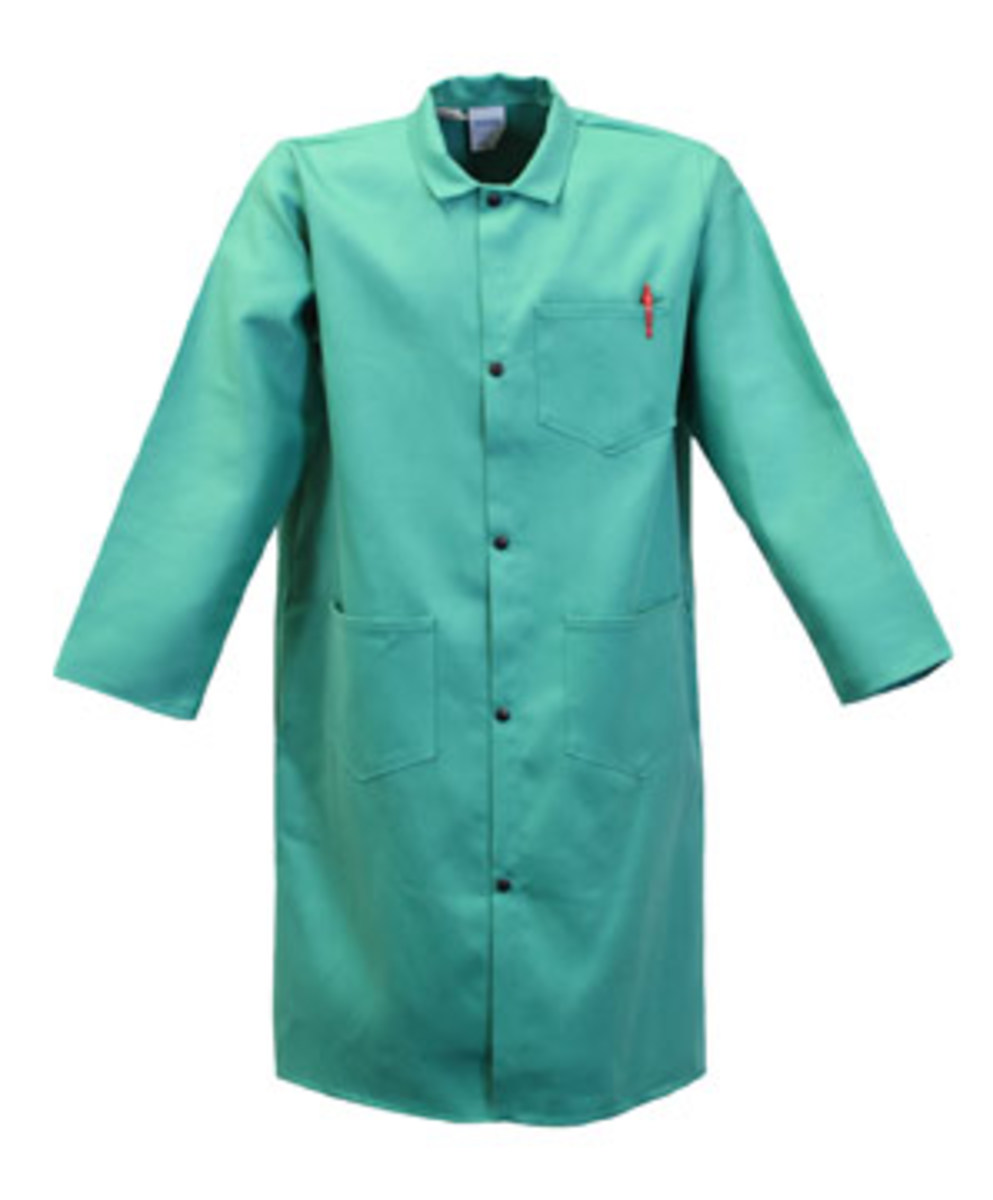 Stanco Safety Products™ Size 4X Green Cotton Flame Resistant Welding Coat With Front Snap Closure