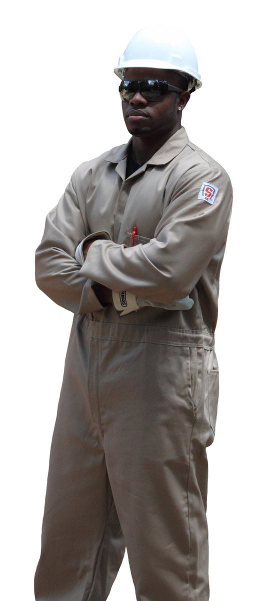 Stanco Safety Products™ Size 3X Tan Cotton Arc Rated Flame Resistant Coveralls With Concealed 2-Way Brass Zipper Closure