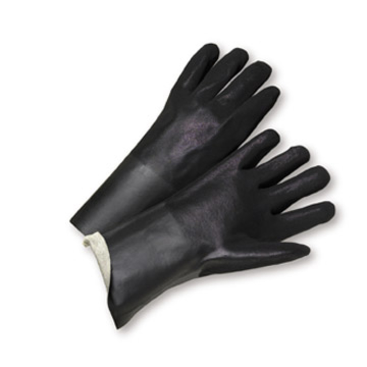 PIP® Large Black Jersey Lined Chemical Resistant Gloves