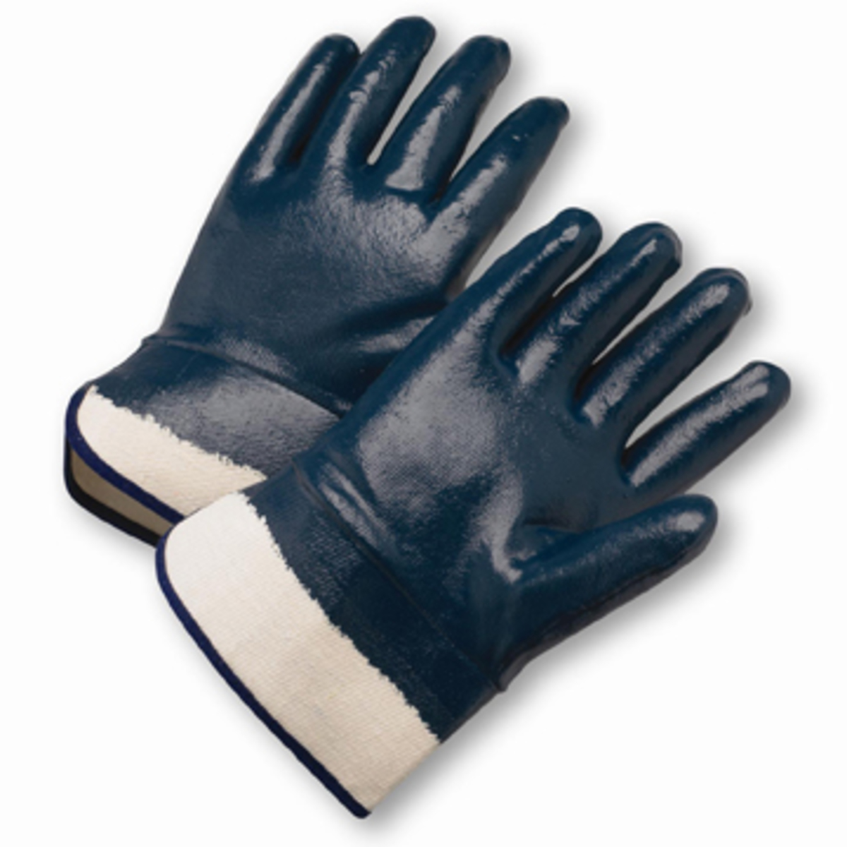 PIP® Large  Heavy Weight Dark Blue Nitrile Full Coated Work Gloves With Jersey Liner And Safety Cuff