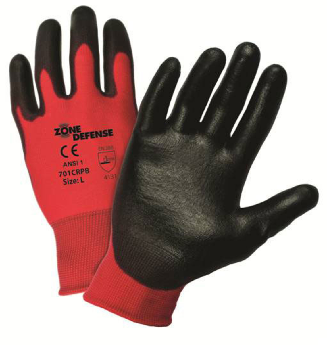 PIP® 2X Zone Defense® 15 Gauge Black Polyurethane Palm And Finger Coated Work Gloves With Nylon Liner And Rib Knit Cuff