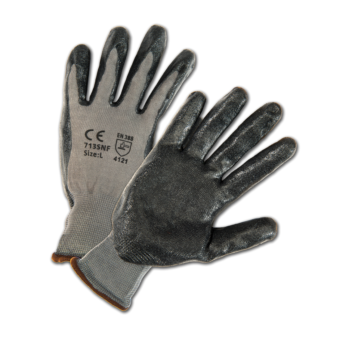 PIP® PosiGrip® 13 Gauge Black Nitrile Palm And Finger Coated Work Gloves With Polyester Liner And Knit Wrist