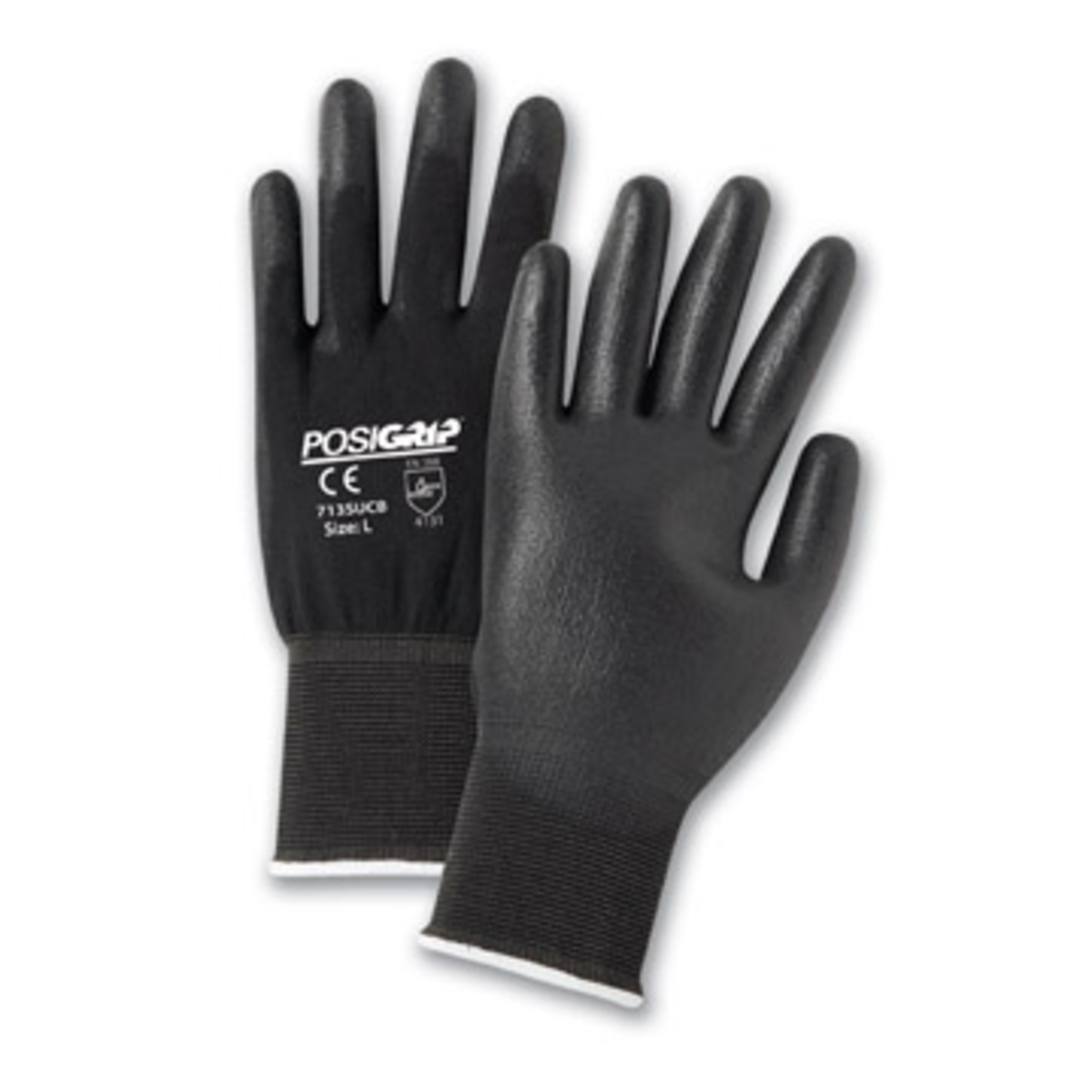 PIP® PosiGrip® 13 Gauge Black Polyurethane Palm And Finger Coated Work Gloves With Nylon Liner And Rib Knit Cuff