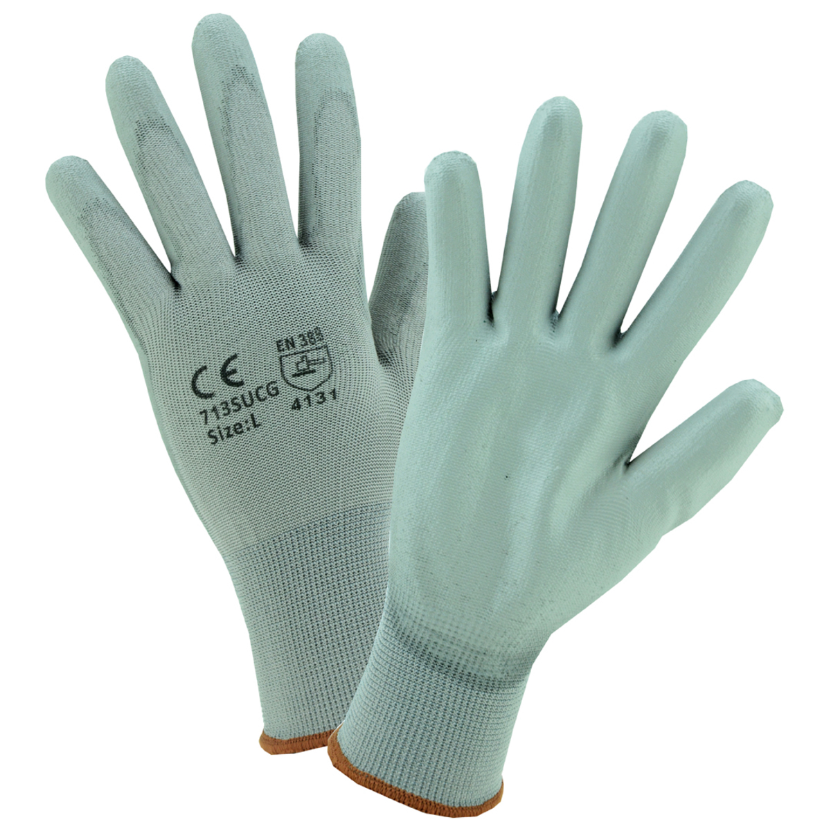 PIP® PosiGrip® 13 Gauge Gray Polyurethane Palm And Finger Coated Work Gloves With Nylon Liner And Rib Knit Cuff