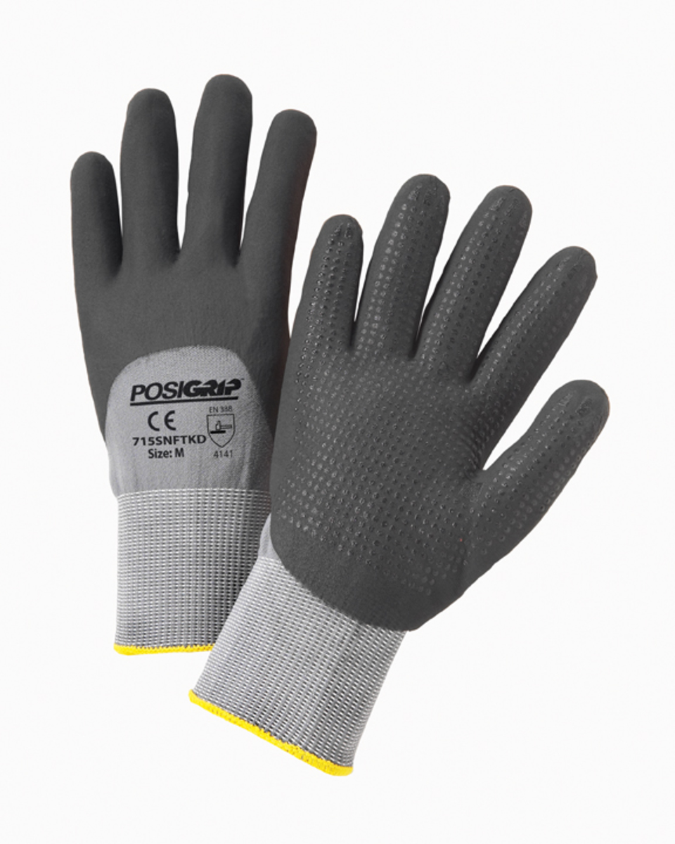 PIP Medium PosiGrip 15 Gauge Black Nitrile Palm Finge PIP715SNFTKDM for sale online at autumn supply